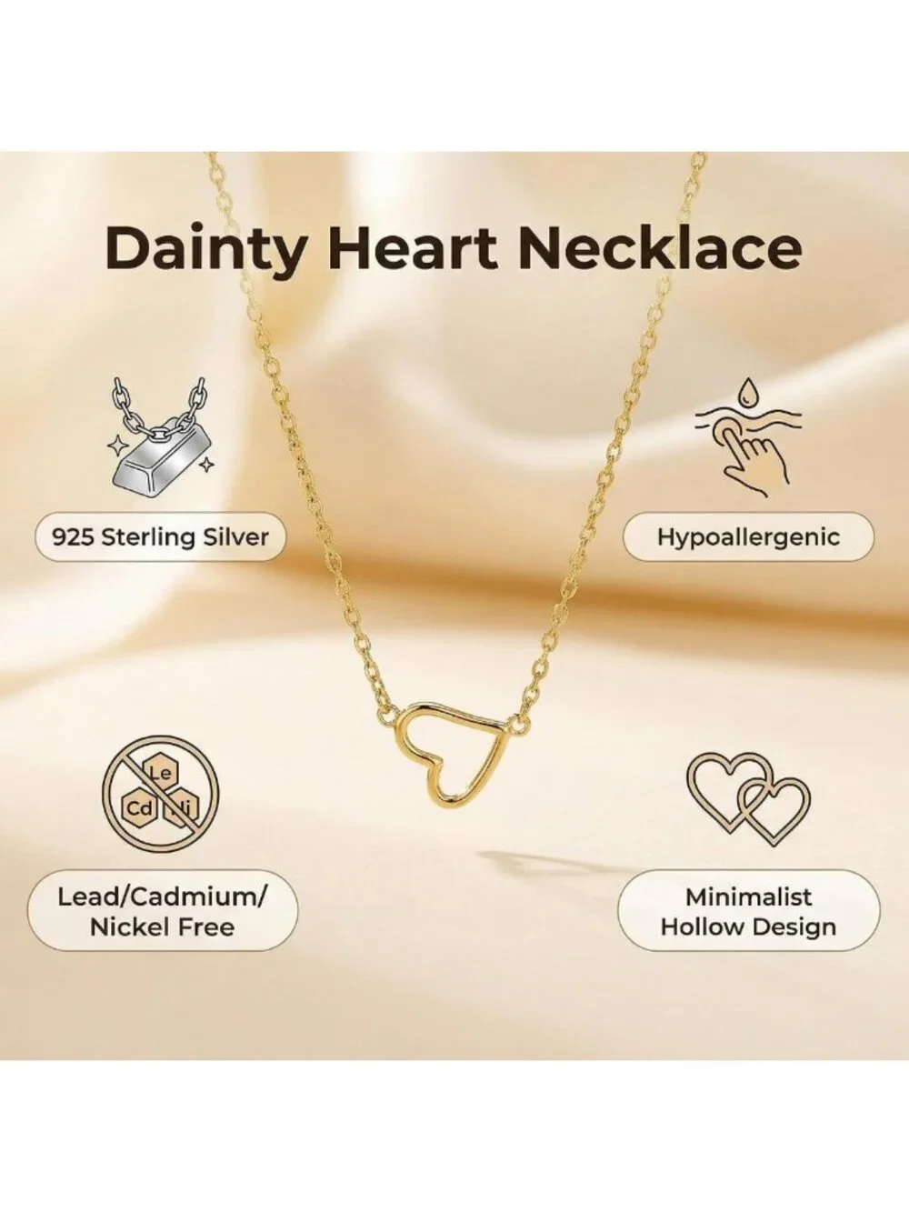 925 Sterling Silver Heart Necklace for Women - Elegant Jewelry Gift Idea